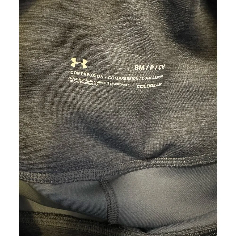 Under Armour Coldgear Compression Heathered Gray Pocket Leggings Size Small - Image 7