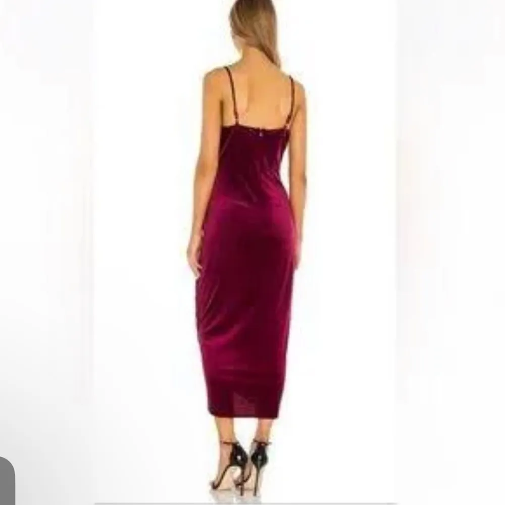 Yumi Kim x Revolve Velvet Midi Dress Gathered Waist Cocktail Dress Medium - Image 3