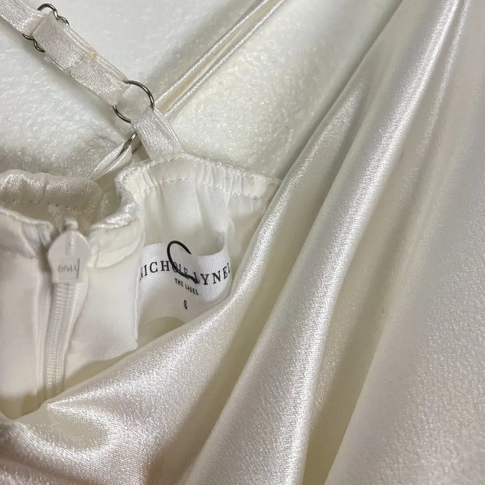 NICHOLE LYNEL Feather Trim Satin Body - Image 5