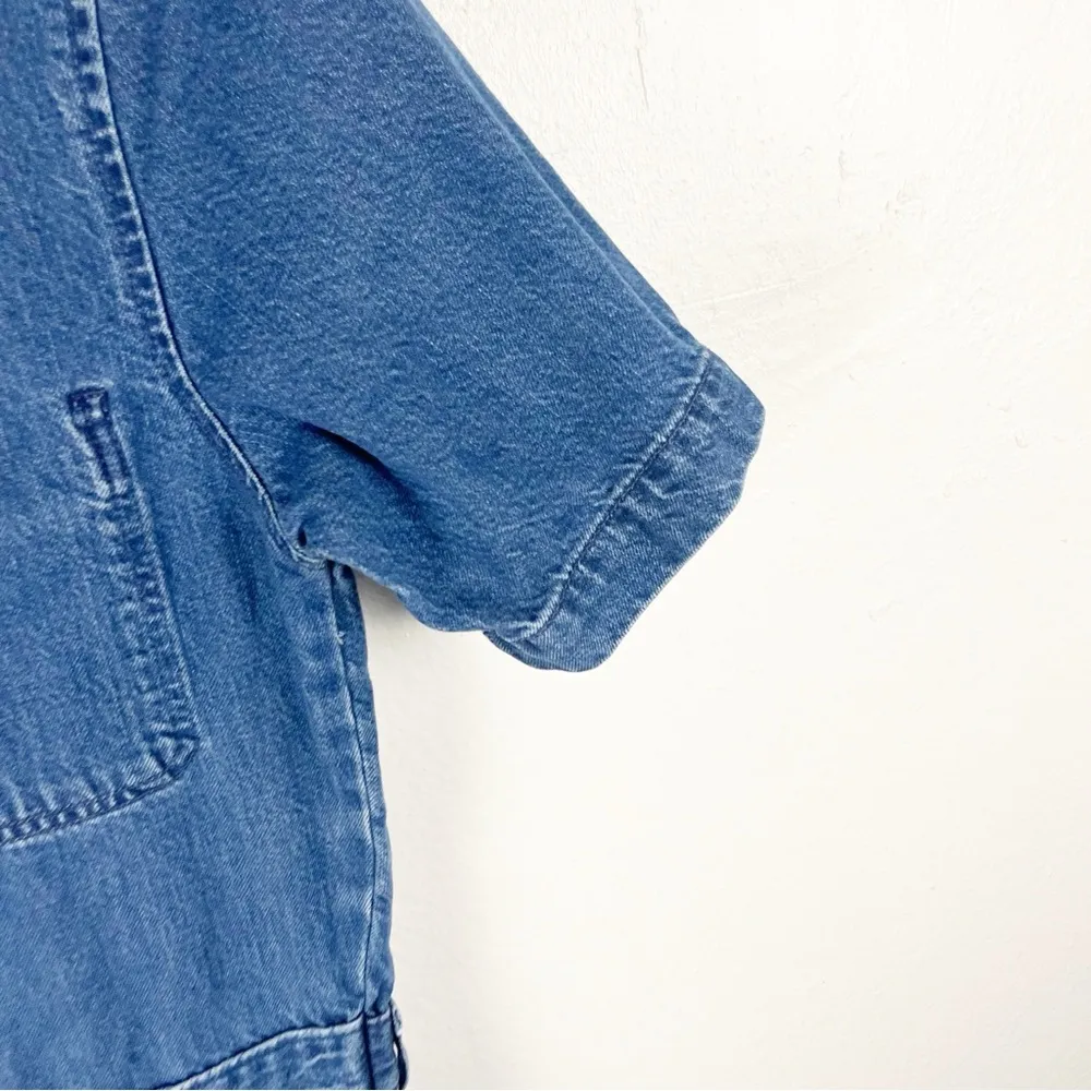 EVERLANE The Super Soft Organic Cotton Blue Jean Denim Coverall Jumpsuit, Size 0 - Image 10