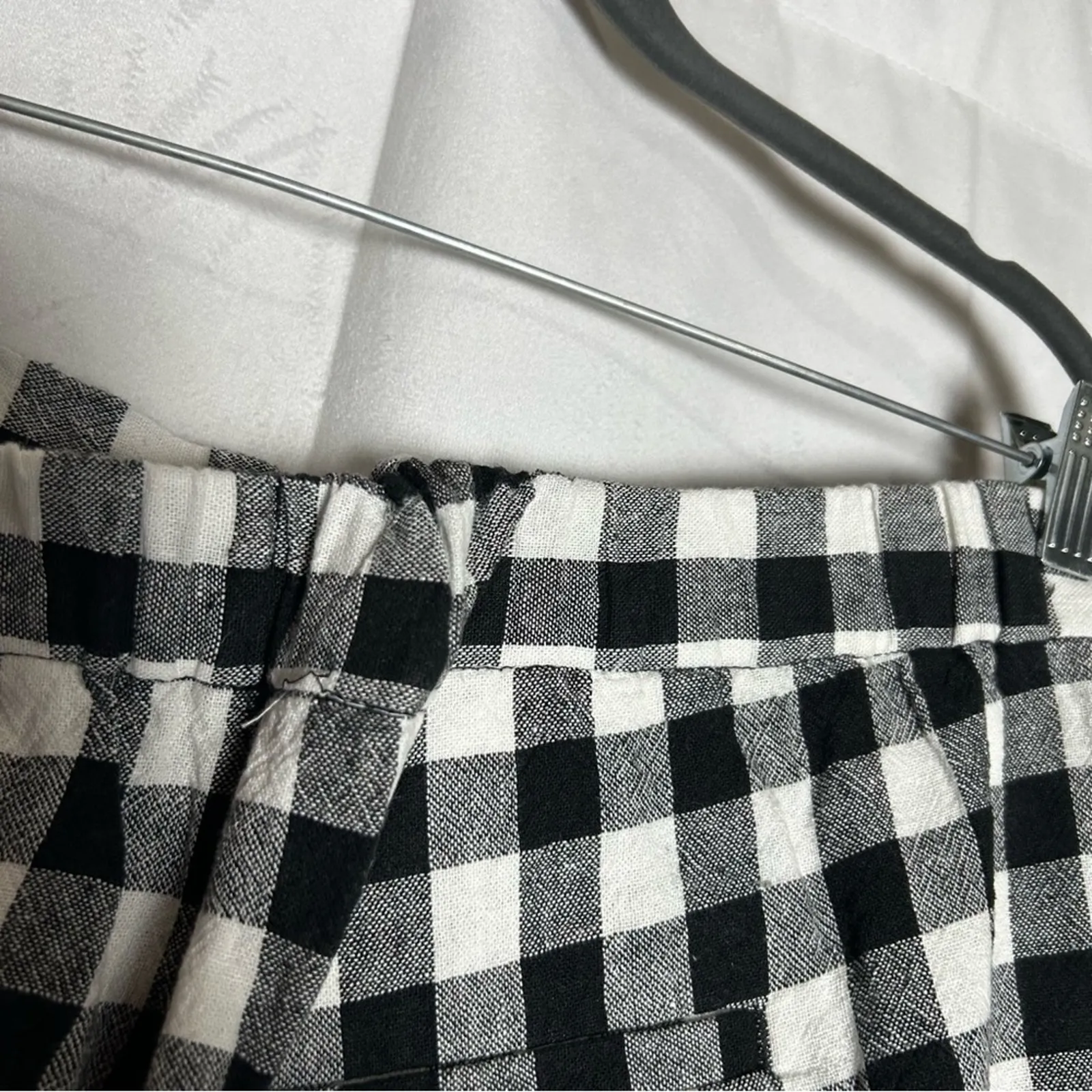 Banana Republic Factory Hayden Pant Black & White Checkered Linen Blend Size 8 - Image 7