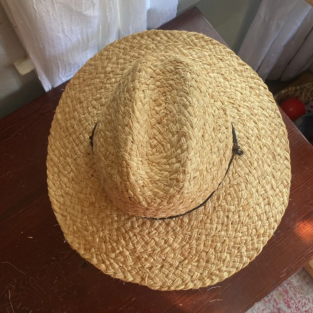 Madewell x Biltmore Raffia Lifeguard Straw Hat M/L Leather Chin Strap Tan Brown - Image 6