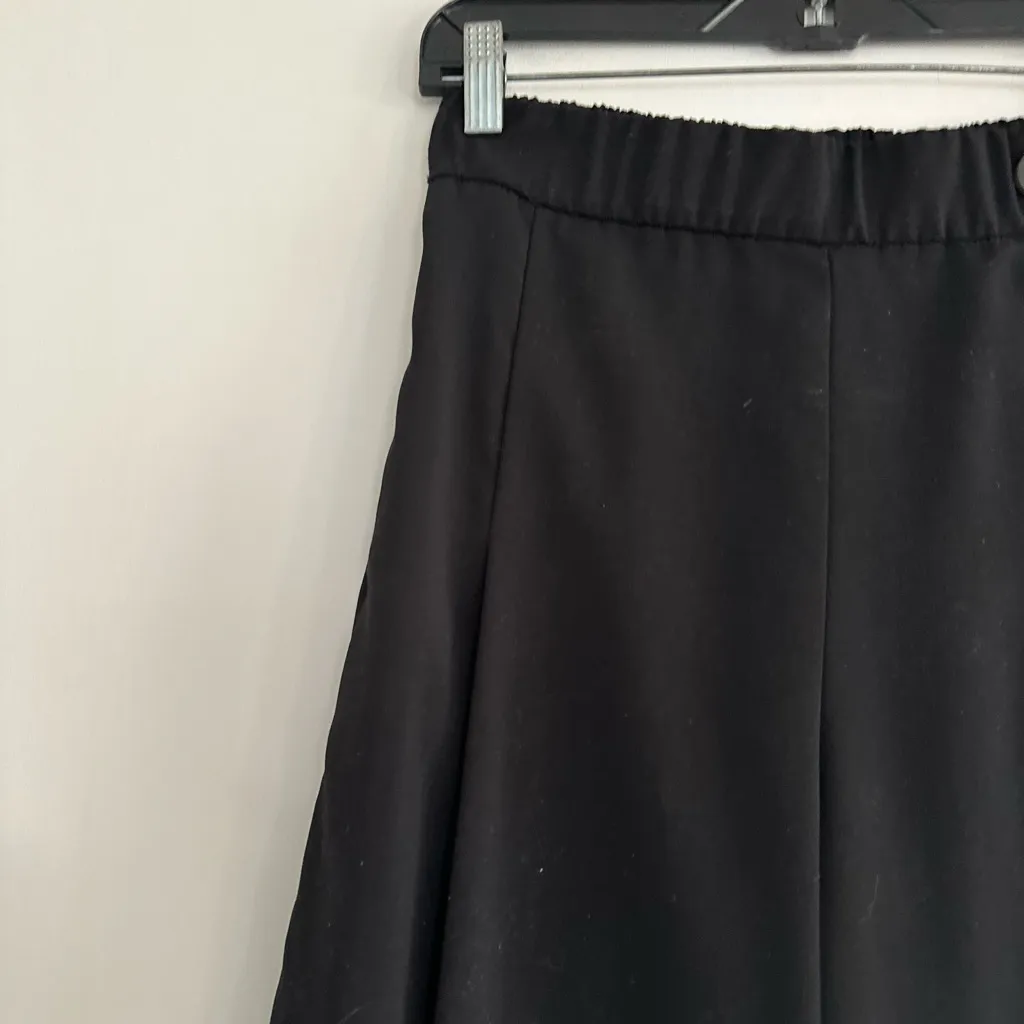 Zara Sz: M  Black Wide Leg Cropped Pull On Sailor Pant Large Button Accent - Image 9