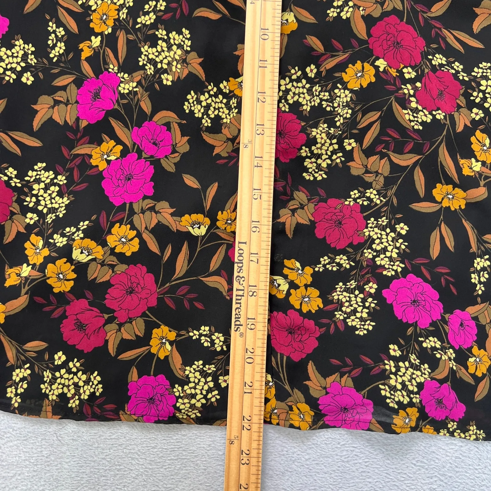 ASTR‎ The Label Floral Blouse XL Brown Pink Long Sleeve Open Back Top Boho Chic Black - Image 8