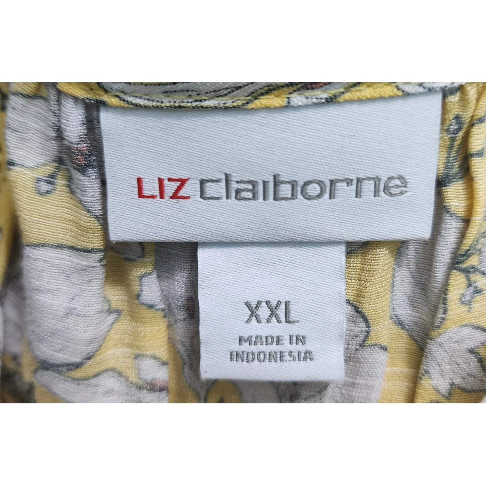 Liz‎ Claiborne Women's XXL Floral Blouse Yellow Passion Flowy Long Sleeve - Image 6