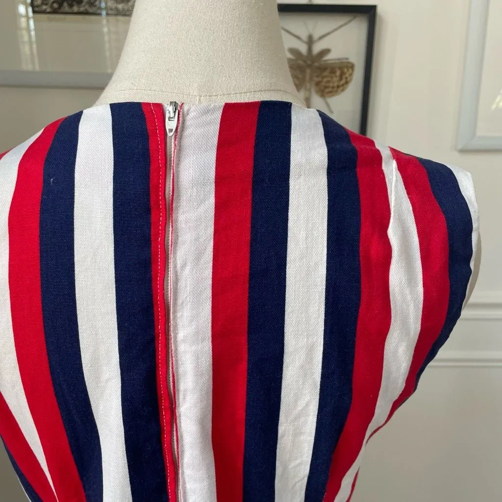 Vintage 60s Mod Stripe GoGo Mini Dress Red Blue S - Image 7