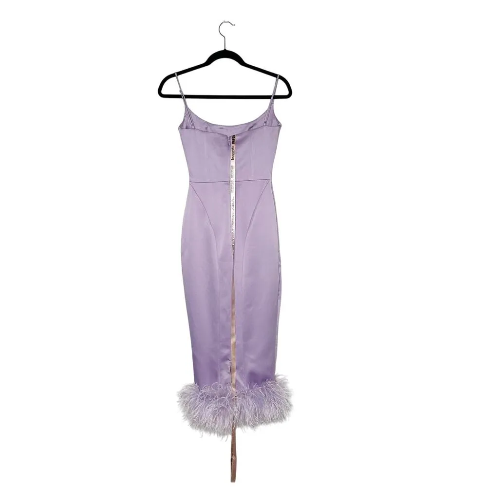 NWT House of CB Helena Feather Trim Midi Dress Women's Purple Size X-Small XS - Image 4