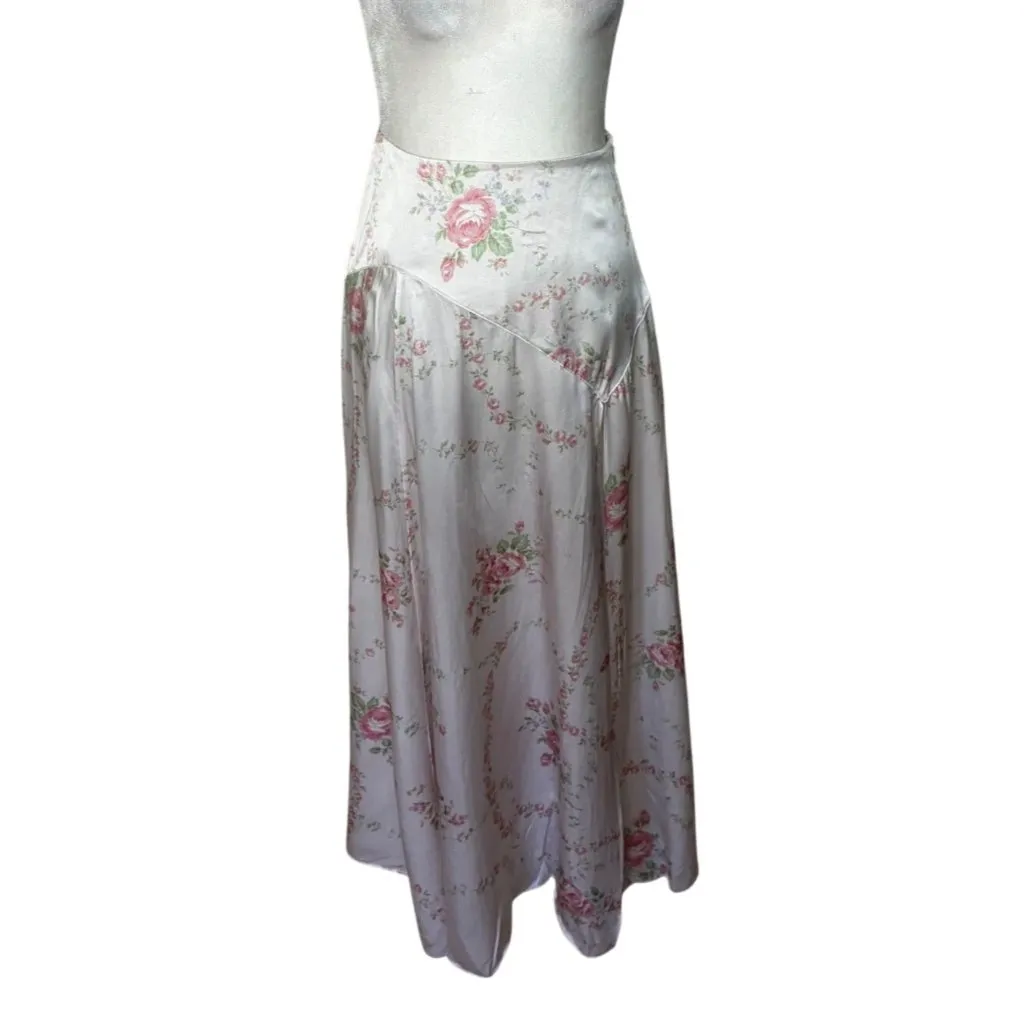 LOVESACKFANCY Ziggy Skirt in Angelic Pink 2 Satin Maxi Long Floral - Image 8