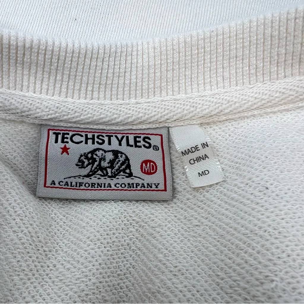 Techstyles Nantucket embroidered sweatshirt cream stripe crew neck size M Medium Red - Image 5