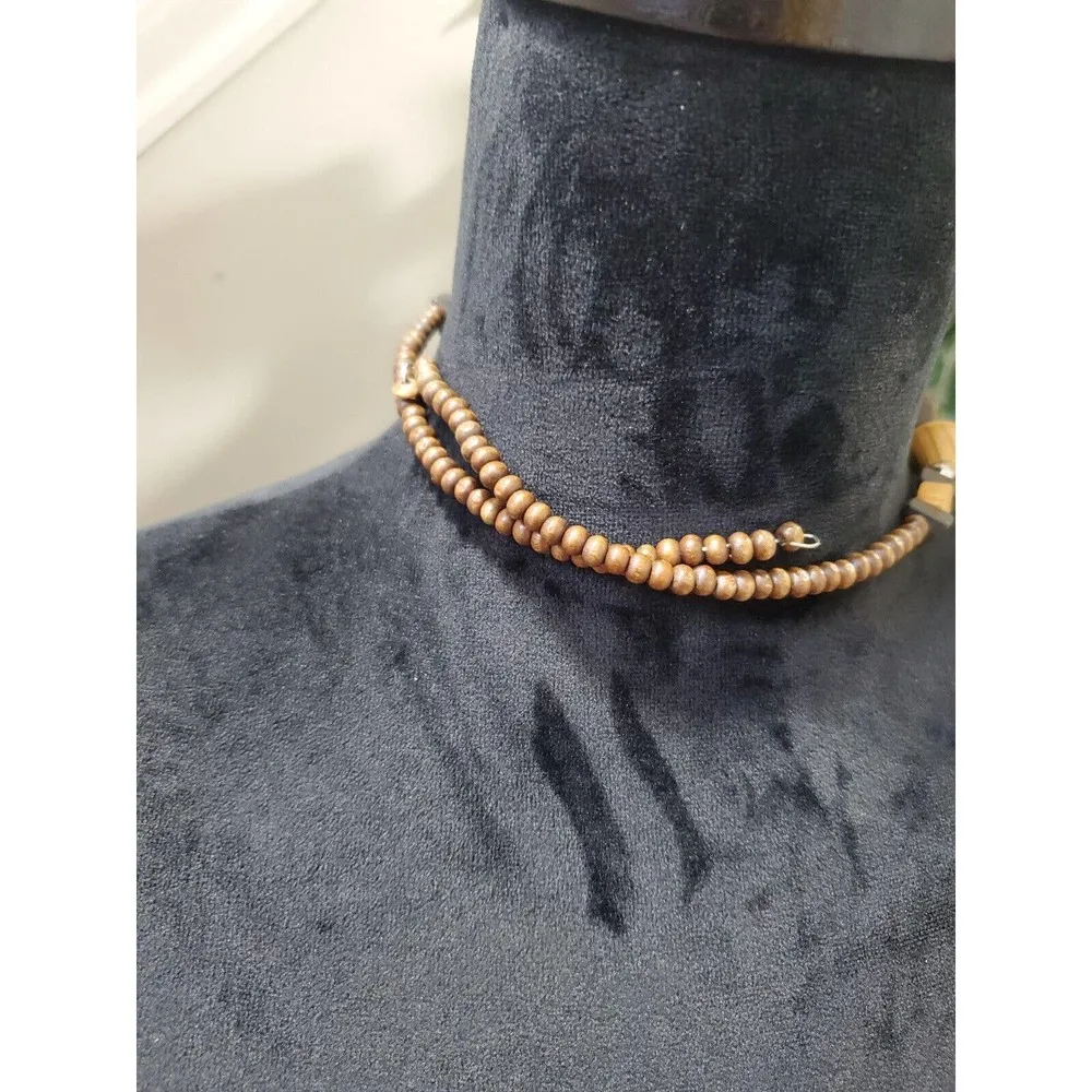 Women's Brown Wooden African Style Fashion Choker - Image 4