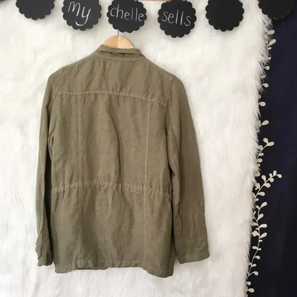CASLON Olive Green Linen Blend Utility Jacket - Image 2