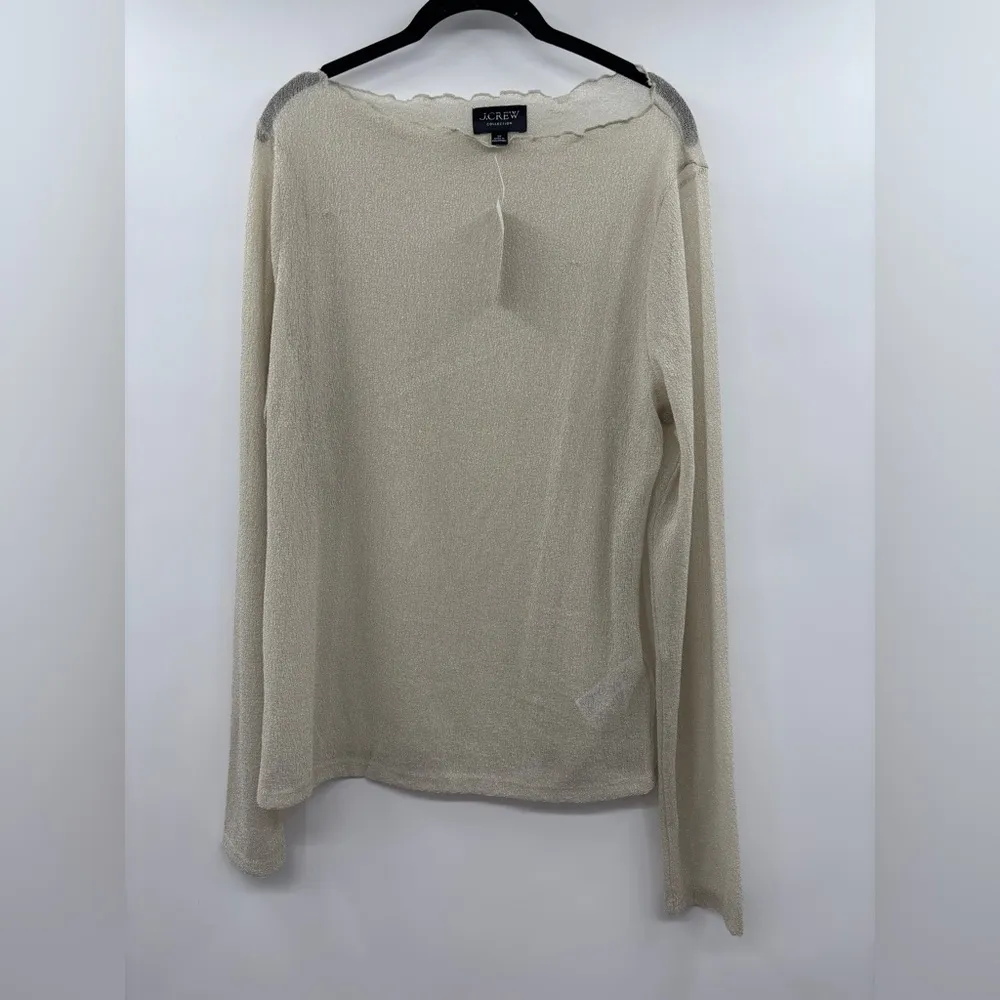 J. Crew Collection sheer metallic boatneck top - Image 4