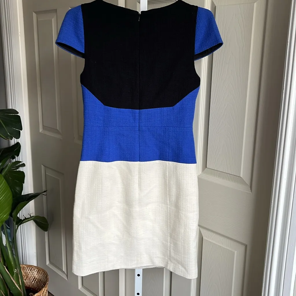 Women’s Collar Block, cap sleeve Above The Knee 4 Cocktail Textured Dress - Image 3