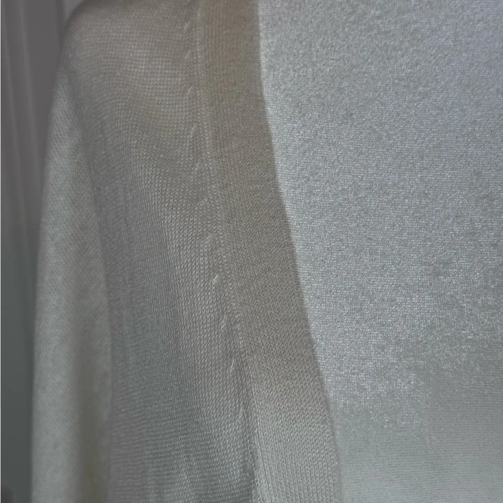 Ann Taylor Linen Blend Long Line Cardigan Ivory XXL Quiet Luxury Classic Office - Image 2