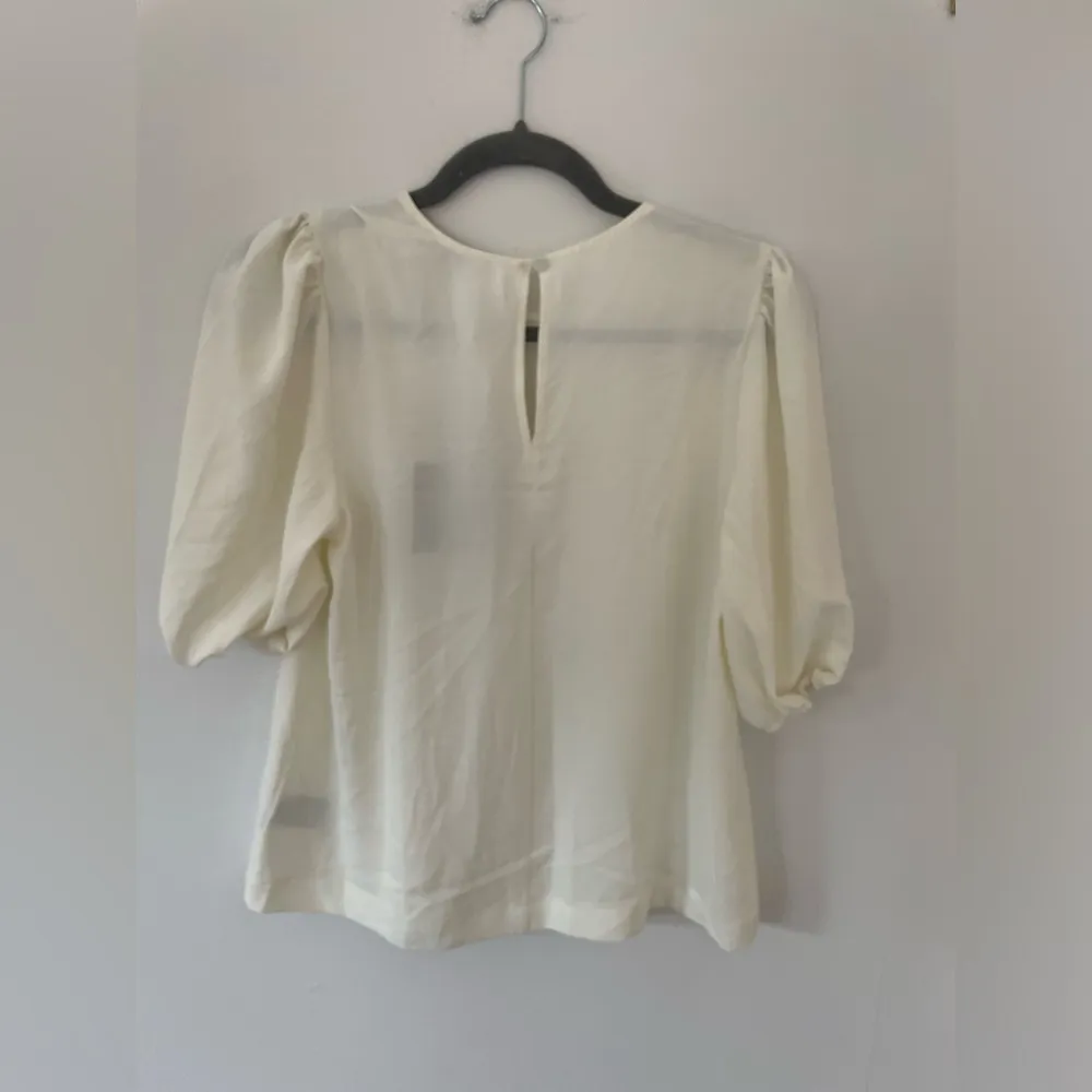 Marled ivory PUFFY SLEEVE BLOUSE size small NEW WITH TAGS White - Image 8