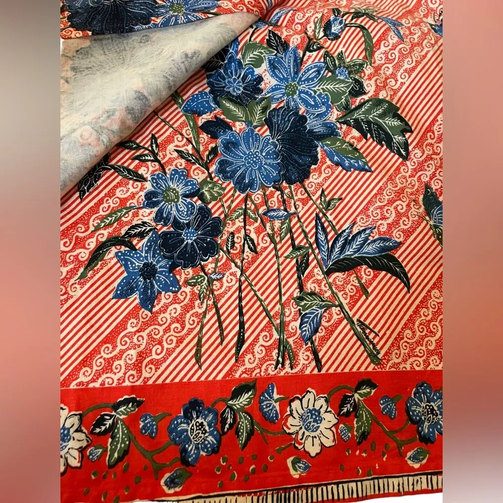 Vintage Orange Boho Hippie Western Cottagecore Floral Wrap Skirt - Image 3