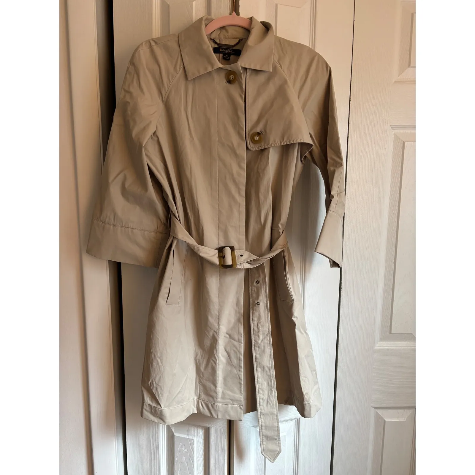 Brooks Brothers Classic Trench Overcoat Size 4 with Belt MSRP $400 - Image 4