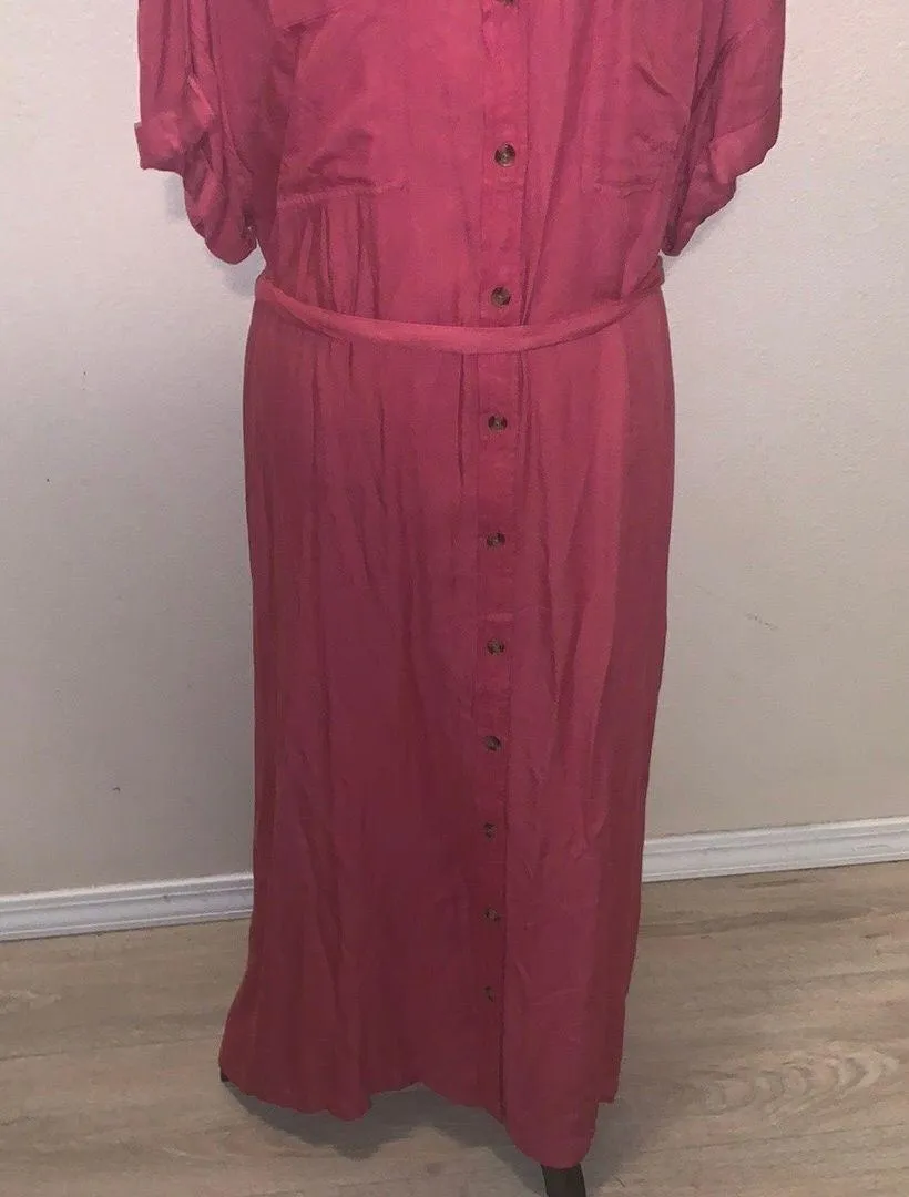 Goods For Life Maxi Button Down Shirt Dress Pink - Image 3