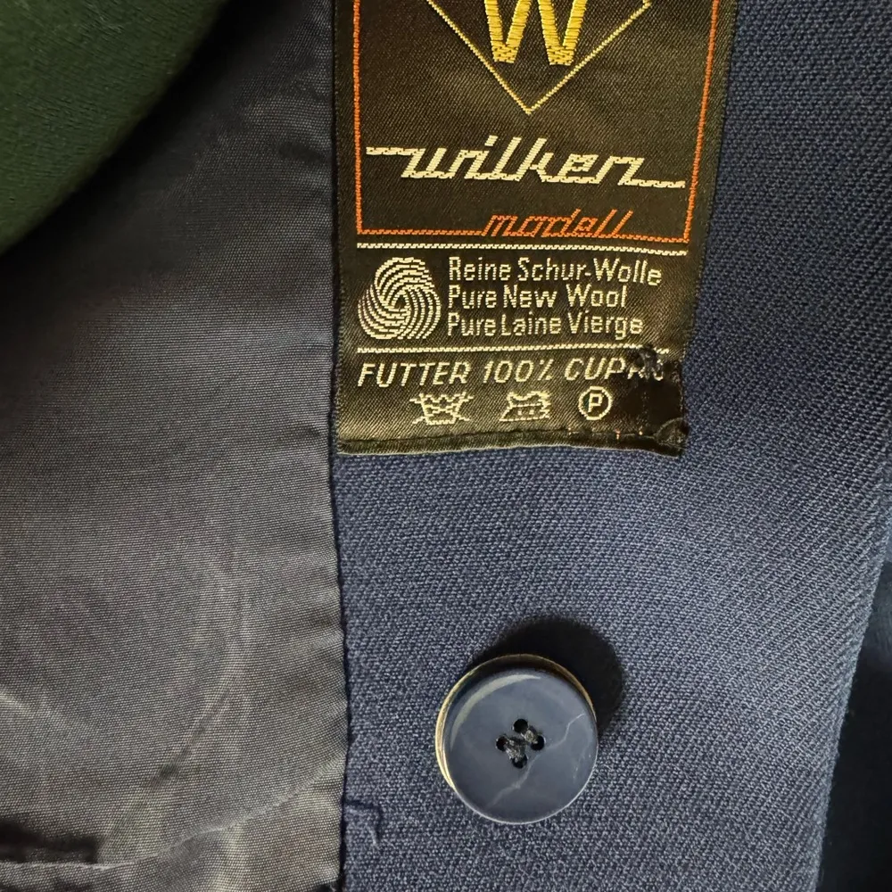 Wilken modell women’s navy blue button wool blazer business casual vintage large - Image 6