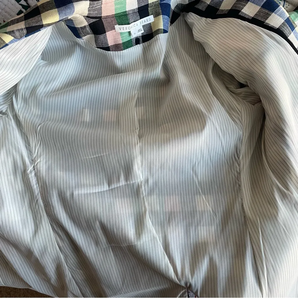 Veronica Beard Cutaway Check Dickey Blazer Jacket Plaid Colorful US 10 - Image 6