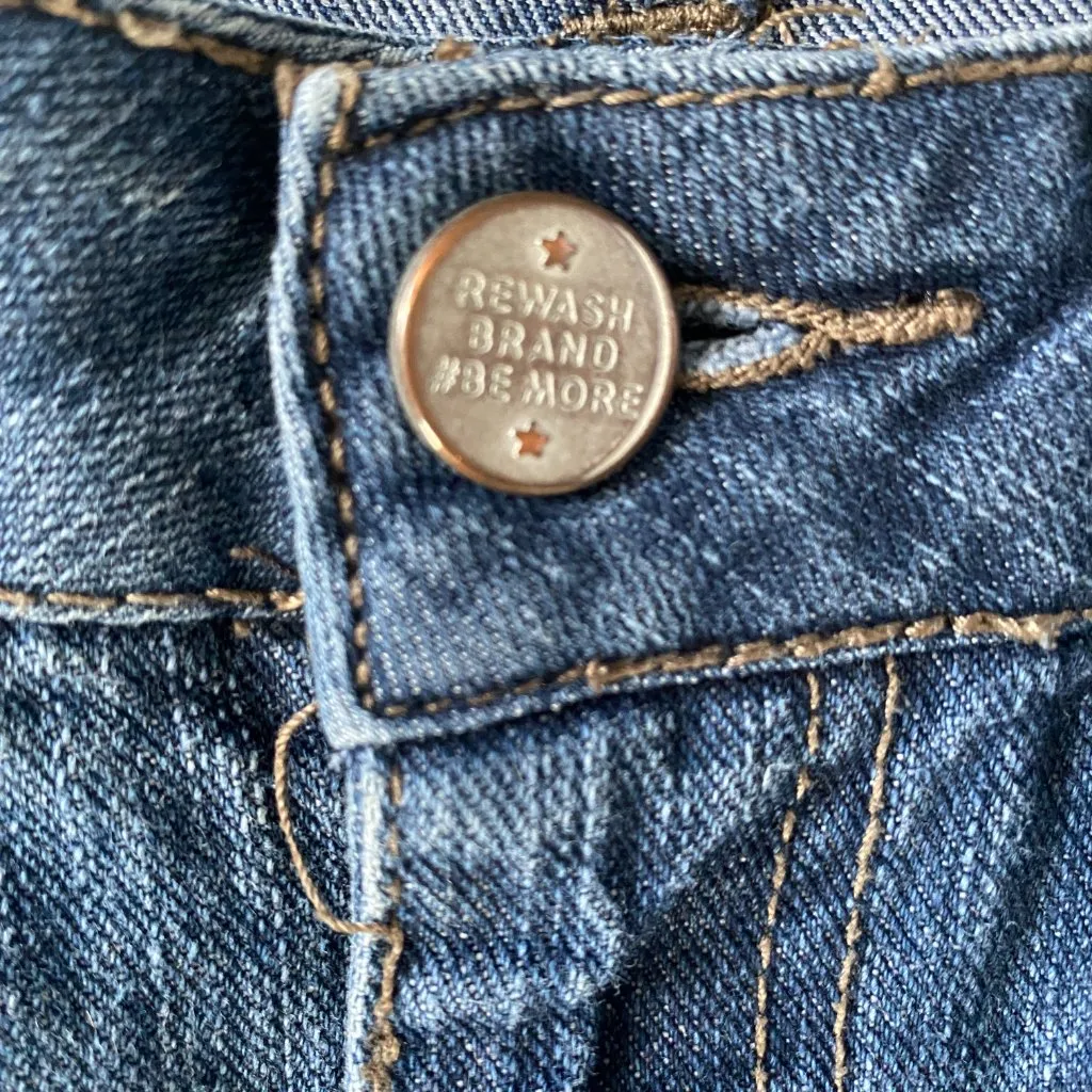 Vintage Reunion Rewash women's juniors 9 stretchy med wash ripped cuffed jeans - Image 4