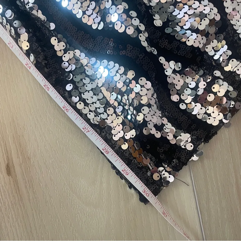 boohoo petite sequin two tone flare trousers pants black and silver size 10 - Image 10