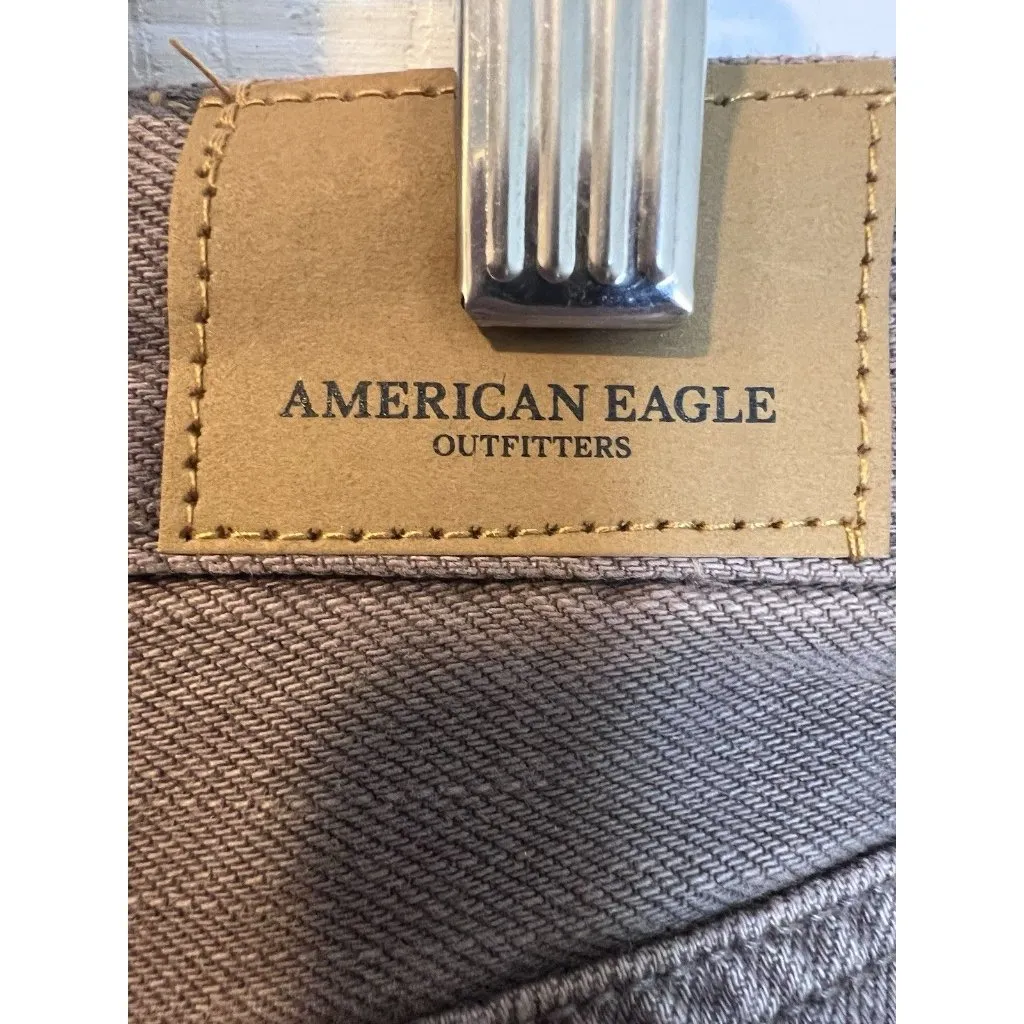 American Eagle Wide Leg Jeans Women's 14 Brown Cropped Button Fly Front Pockets - Image 7