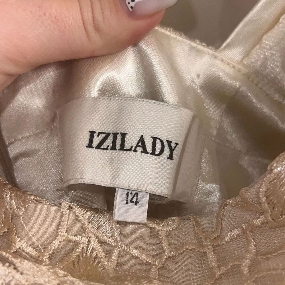 ✨Izilady TS Sheath Mother of the Bride Cream Sz 14 Dress✨ Silver - Image 11