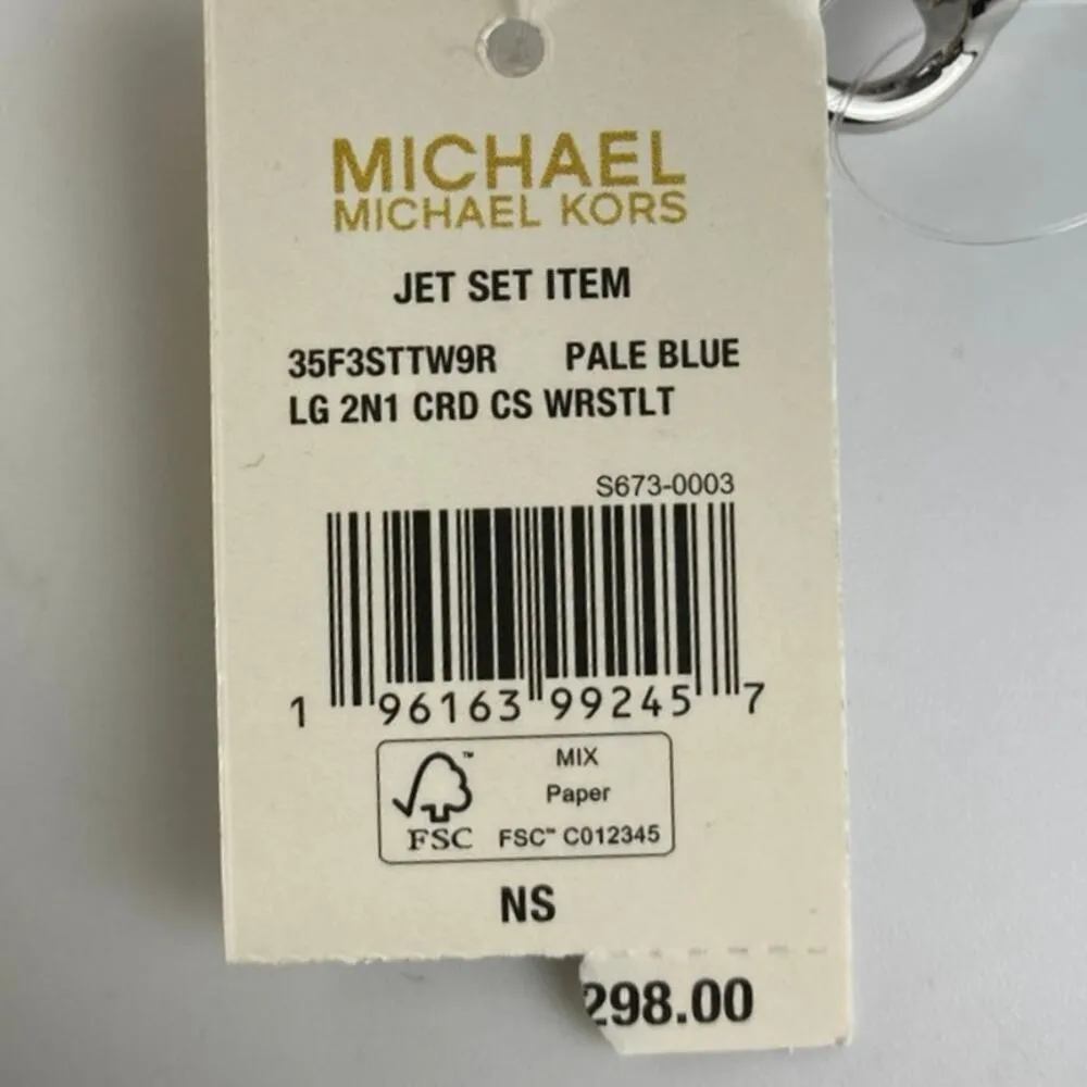 NEW Michael Kors Jet Blue MK Signature 2 In 1 Card Case Wristlet Clutch Bag - Image 9