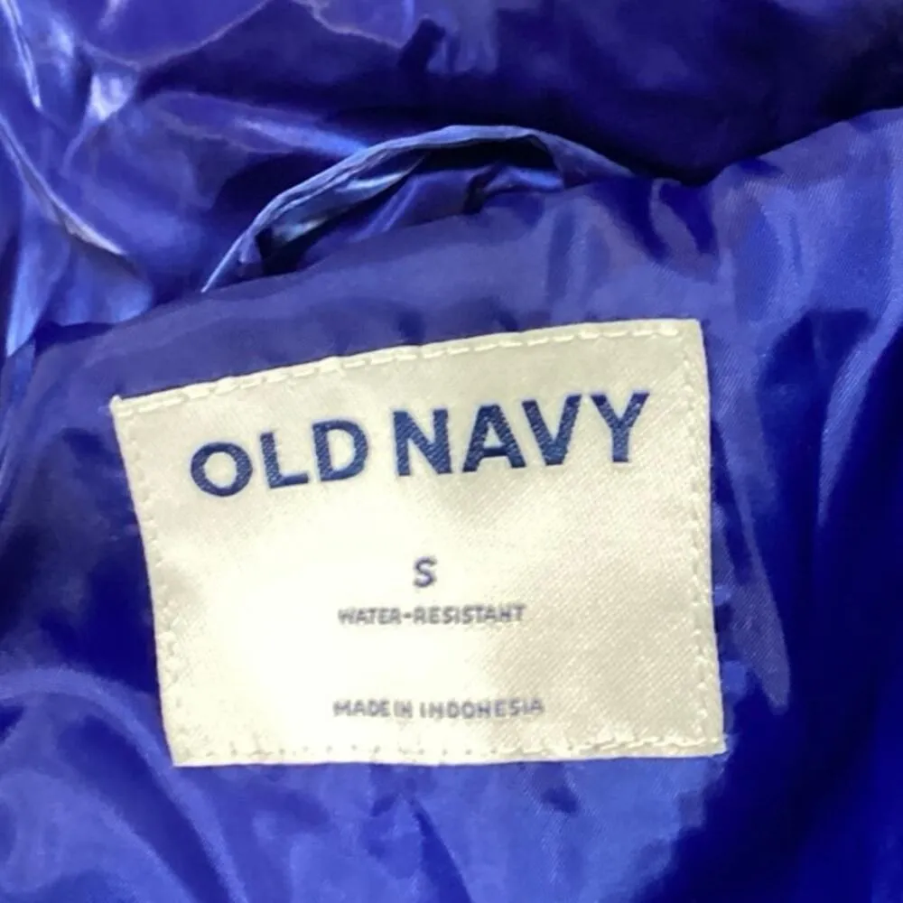 Old Navy Womens Blue Zip Water Resistant Shiny Quilted Puffer Vest Coat Jacket S - Image 6