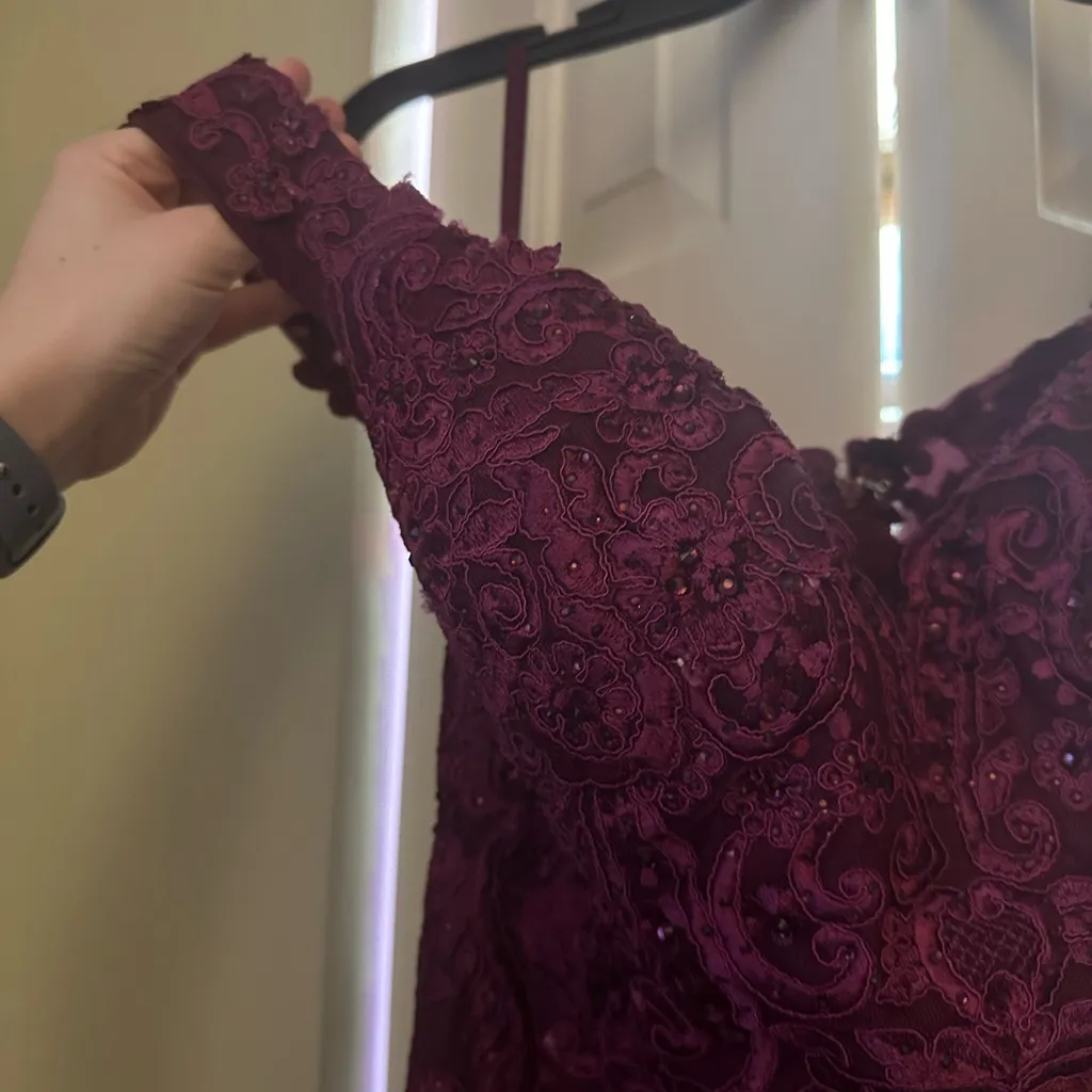 Elegant Purple Lace Gown - Image 2