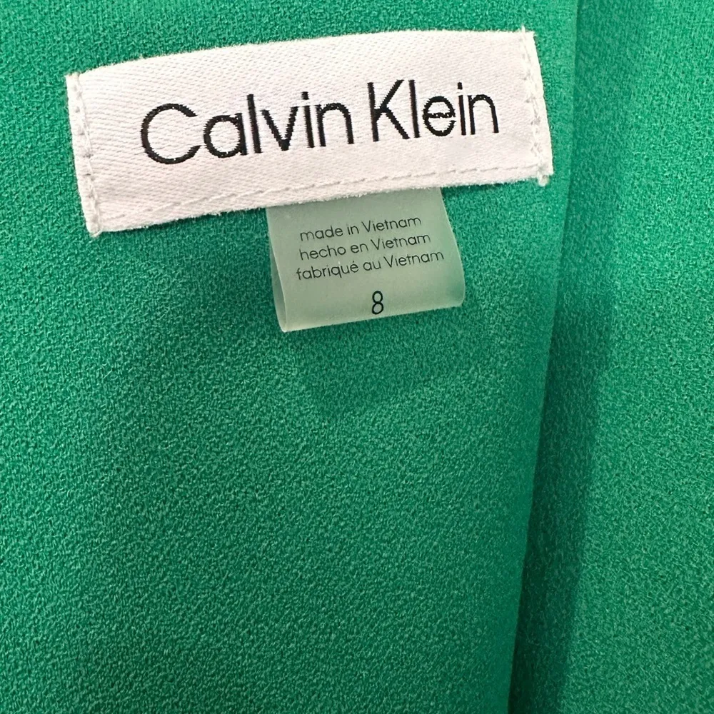 Calvin Klein Scuba Crepe Crew Neck Full Flutter Short Sleeve Sheath Dress 8 NWT - Image 3