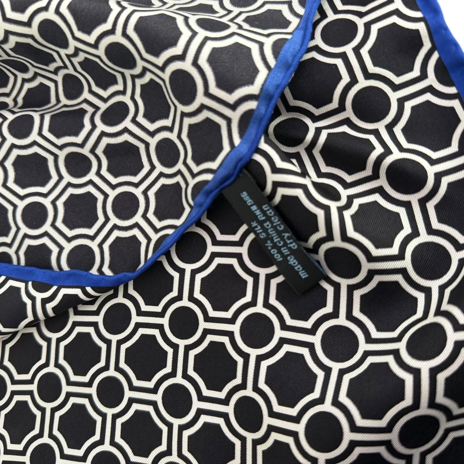 Barbara Blank Hand Rolled Scarf Womens Black Square Silk Bandana Neck Hair Tie‎ - Image 6