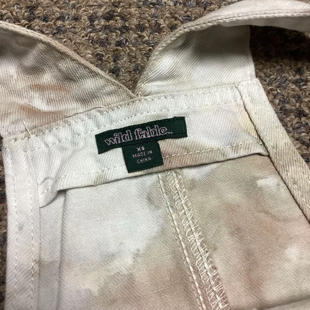 Wild Fable White Cream Tan Pink Tie Dye Denim Overalls Dress * Size Juniors XS - Image 4