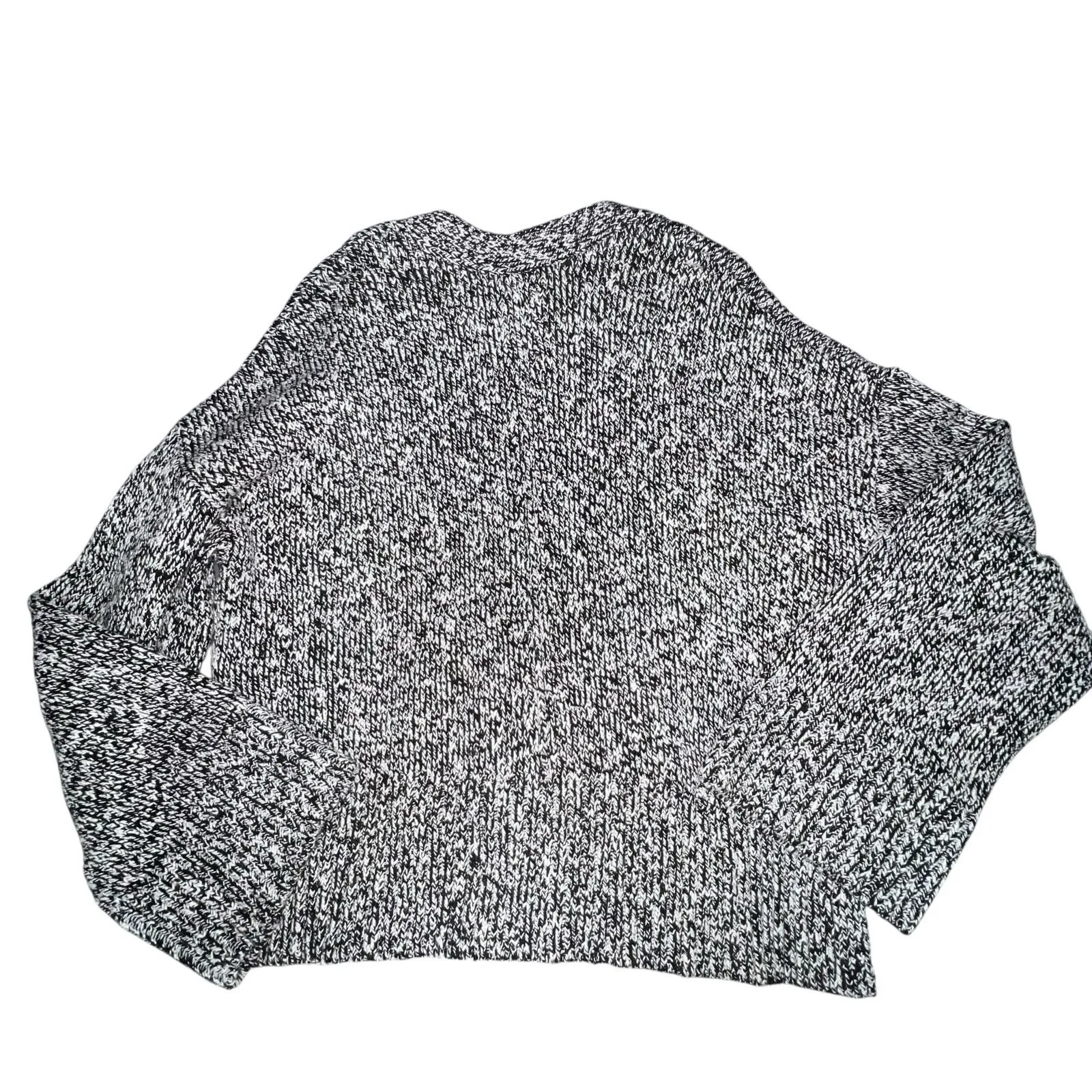 Frame Oversized Marled Chunky Knit Cardigan Size Large Gray Black Sweater Button - Image 6