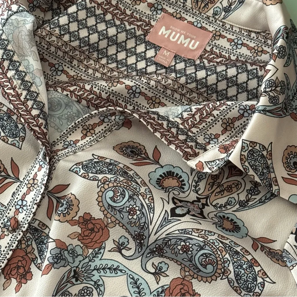 Show Me Your Mumu Dress Carrie Collared Cool Paisley Print Size M - Image 14