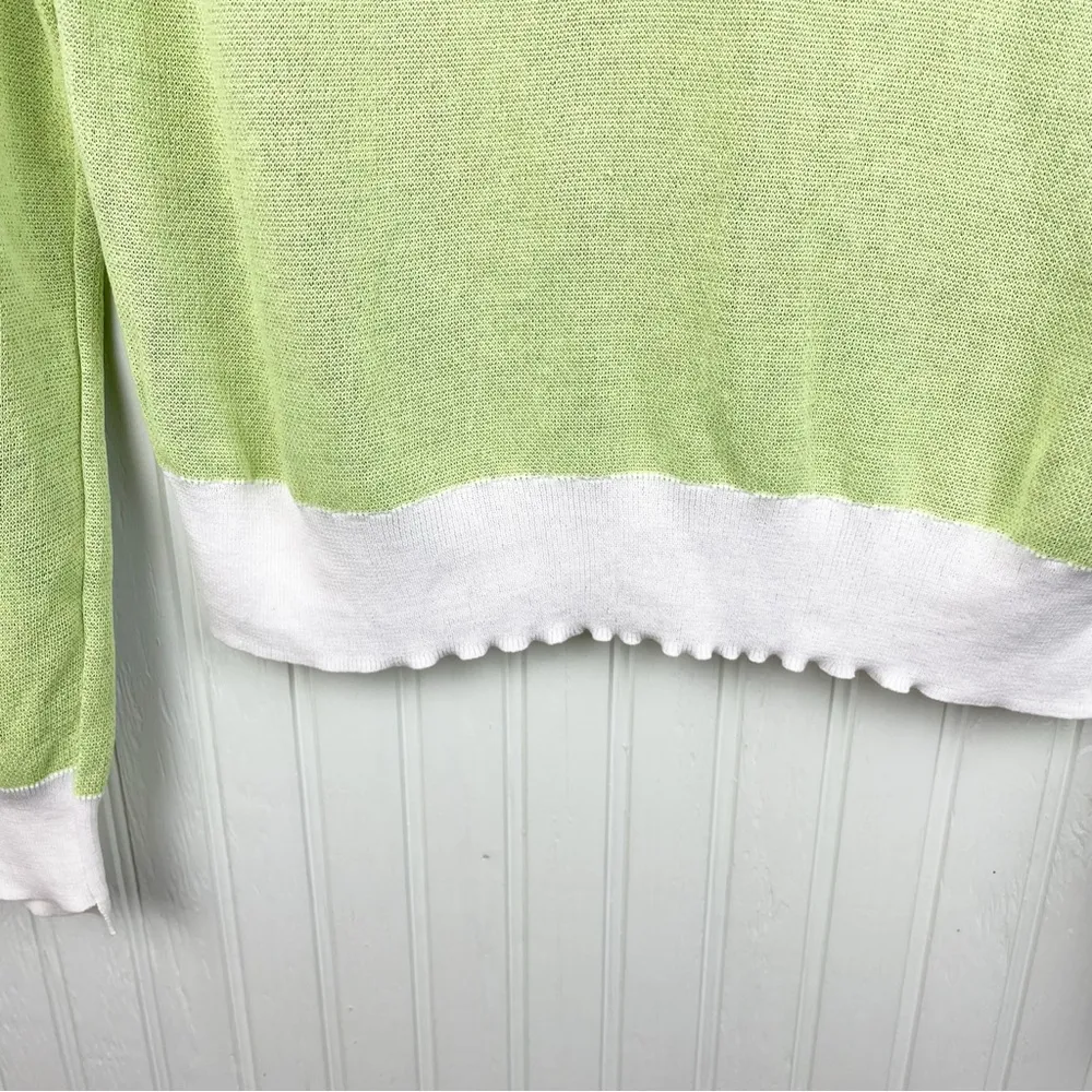 A.L.C. 2014 Cotton Sweater Lime Green Floral Leaf Print 9190 Women's Size Large - Image 5