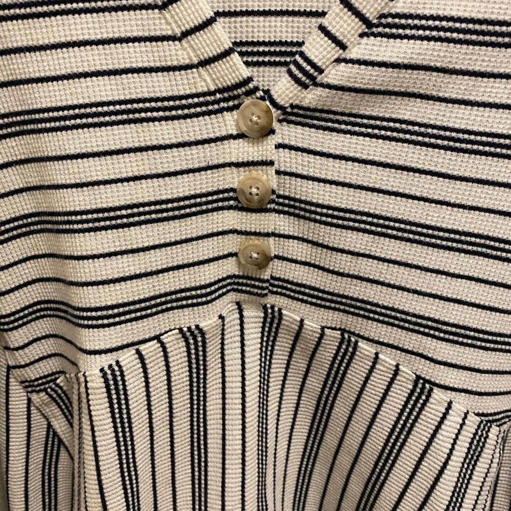 Maeve By Anthropologie Eliza Striped Waffle Knit Long Sleeve Henley Tunic - Image 7