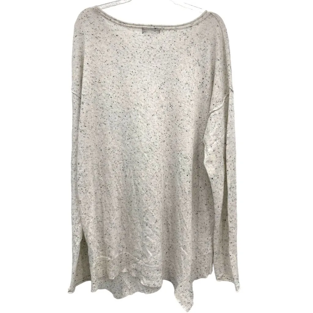 Verve Ami  L White Black Speckled Light Weight Knit Asymmetric‎ Pullover Sweater - Image 3