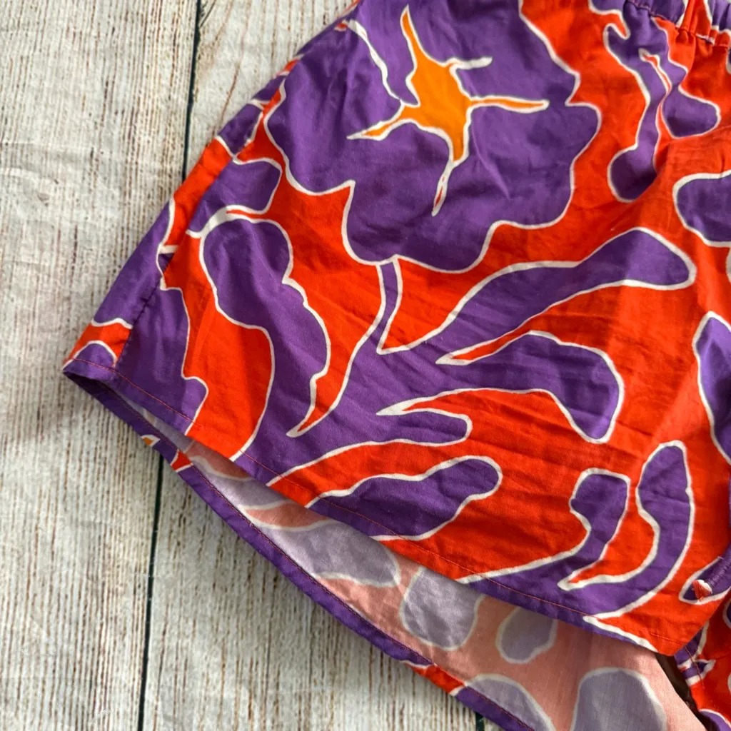 Anthropologie Cotton Poplin Drawstring Floral Purple Size Small Shorts - Image 2