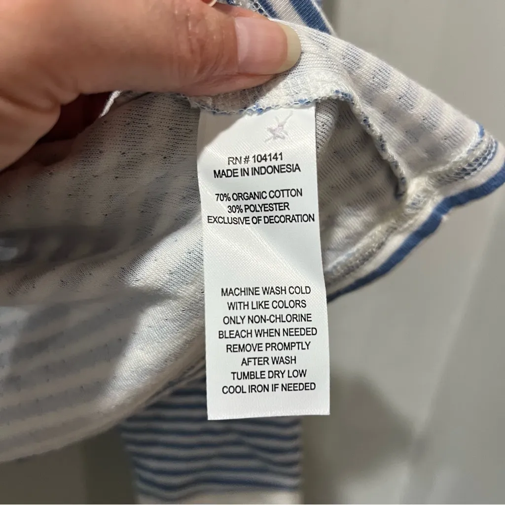 New Alpine Design Women Large Peak Duofold Henley Blue Striped Shirt Long Sleeve - Image 6