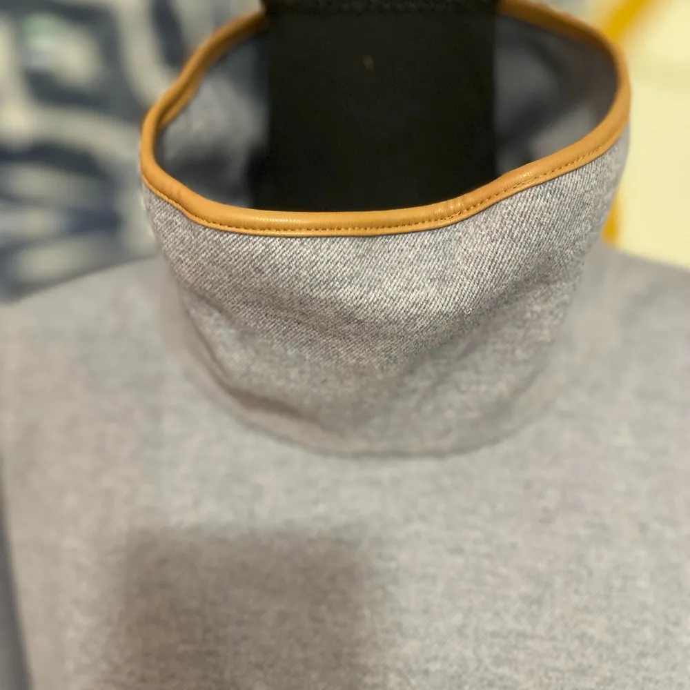 Women’s Tuckernuck Blue Piper Poncho Funnel Neck OS Soft Preppy Leather Trim Size undefined - Image 2