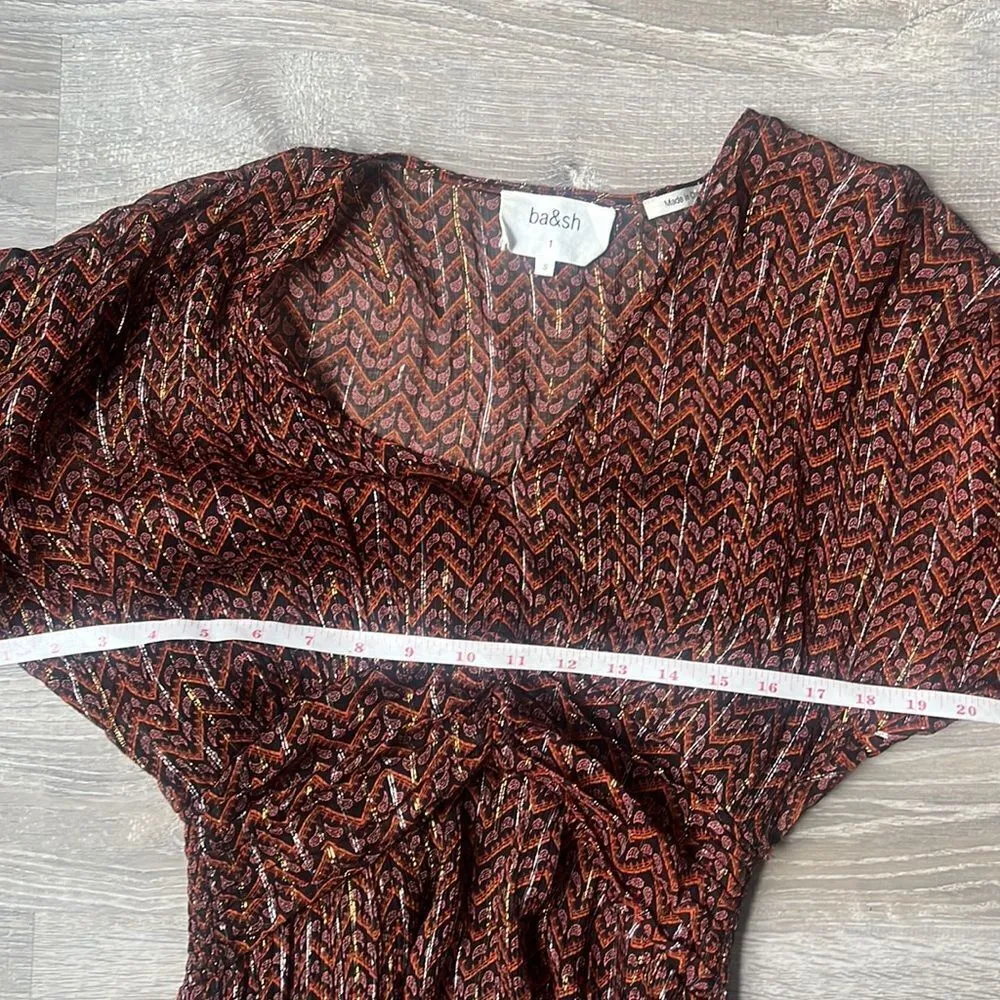 ba&sh Wanda Metallic Herringbone Print Maxi Dress - Image 14