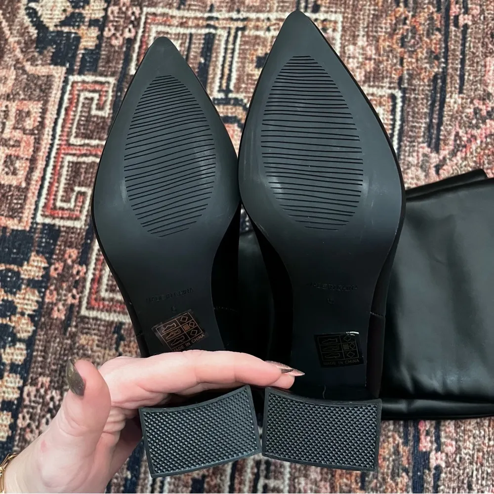 Vesper Black Faux Leather Knee High Heeled Boots 6 - Image 7