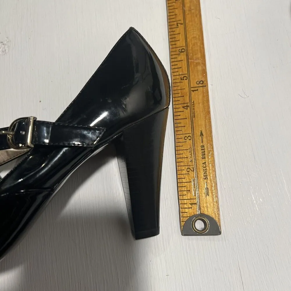Anne Klein Black AkJules‎ Patent Leather Peep-Toe Heels Size 9M - Image 10