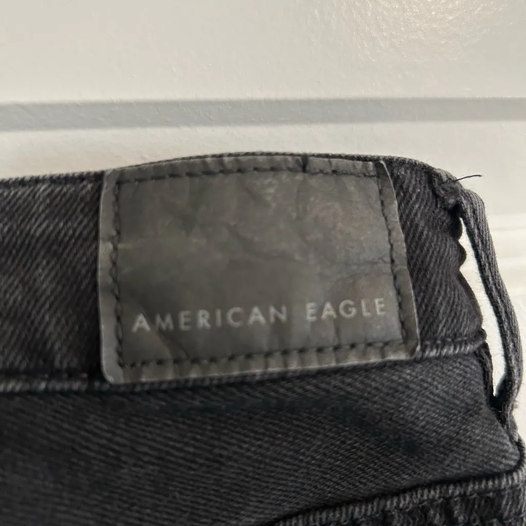 American Eagle Ripped Mom Straight Jeans Black Size 000 - Image 5