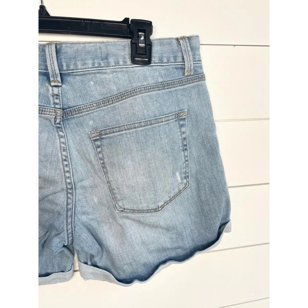 Gap Sexy Boyfriend Destructed Light Wash Distressed Cuffed Shorts Size 28 - Image 8