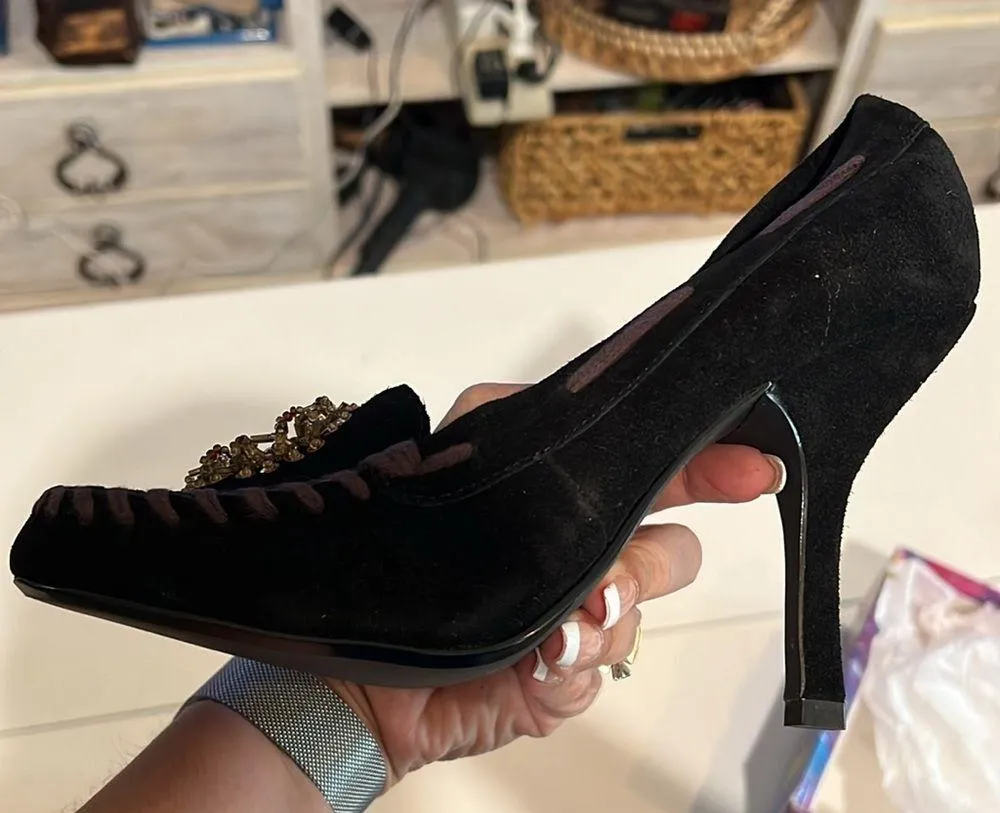 Chinese laundry Cammie suede, black moccasin heels - Image 7