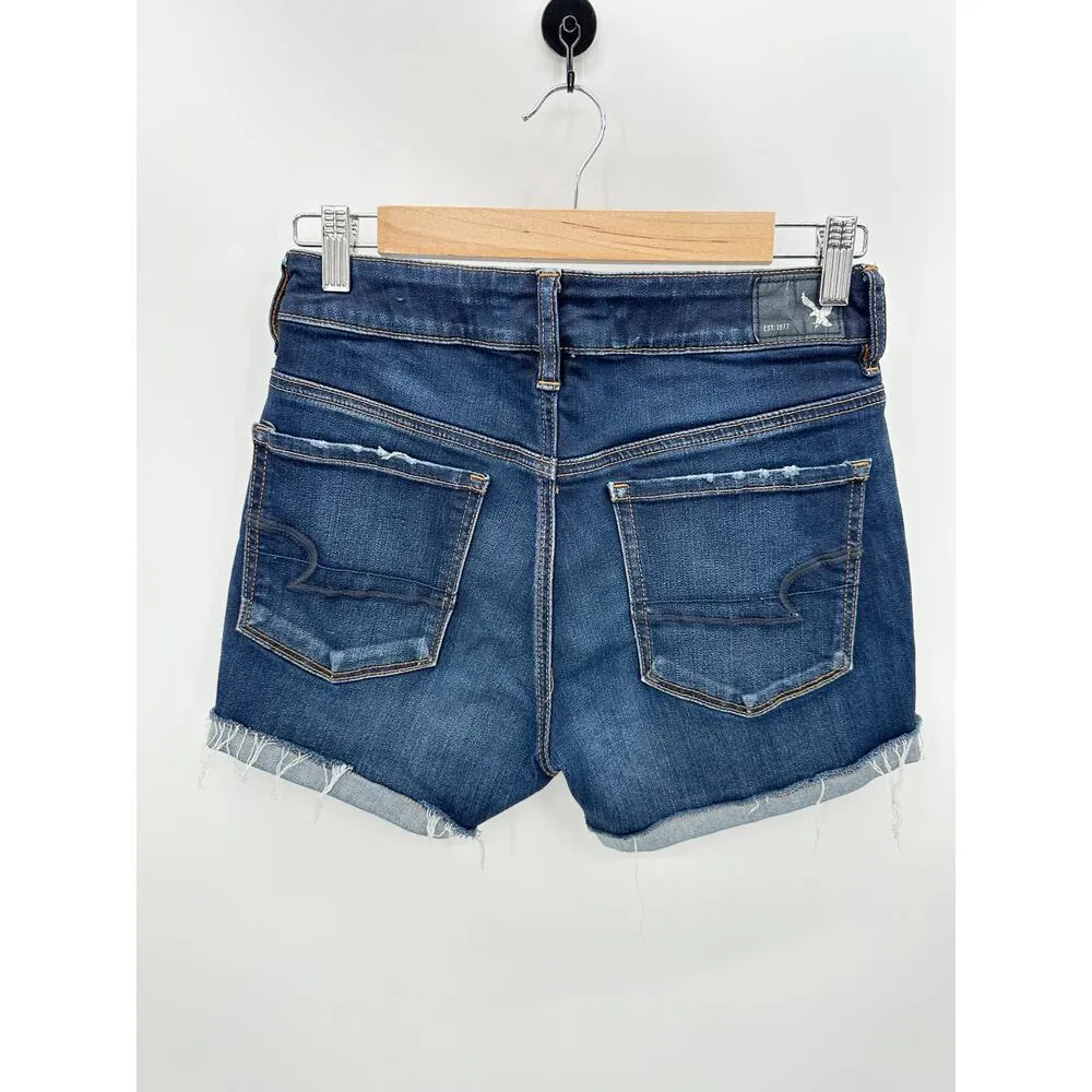 American Eagle Hi-Rise Shortie Super Stretch Rolled Cuff Denim Shorts Size 6 - Image 6
