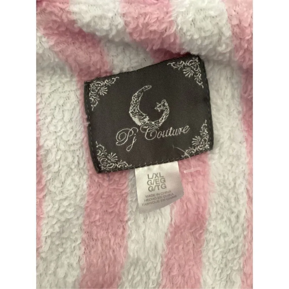 PJ Couture Striped Fleece Bath Robe Sleepwear Pajamas Pink Size L - Image 7